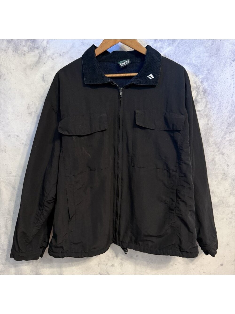 Vintage Emerica Skate Jacket Mens XL Black Full Zip Skateboard Y2K 90s